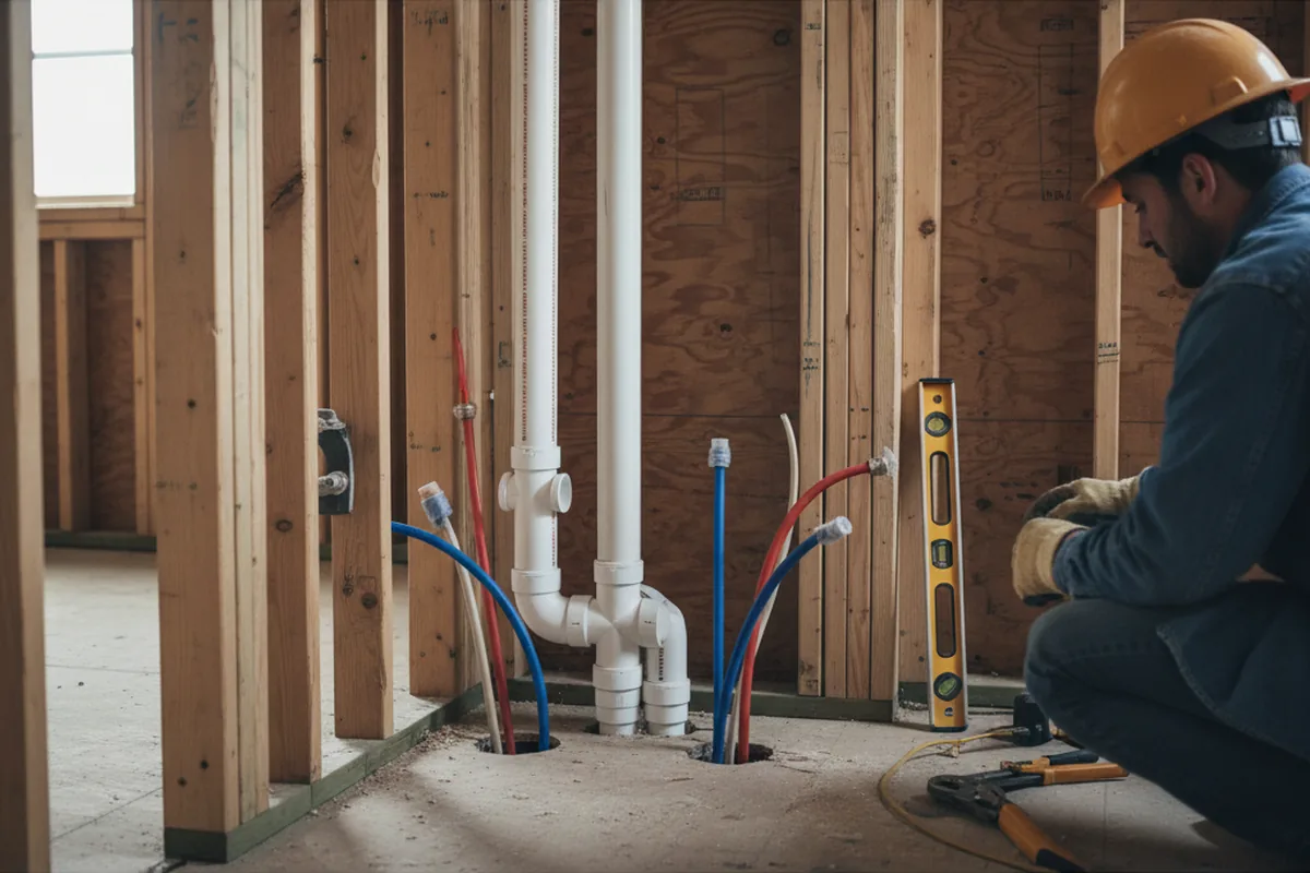 Drain and supply rough-in during Garbage Disposal Repair in Lansing